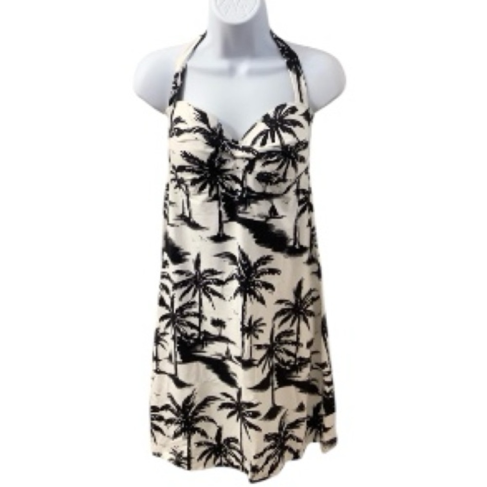 Tommy Bahama Black White Palm Tree Tropical Print Dress - 00